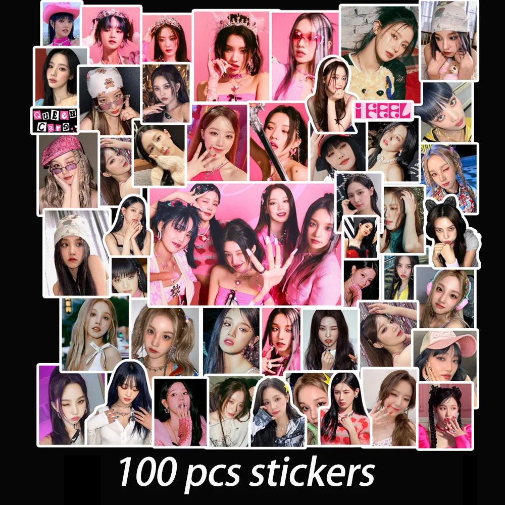 

55pcs Kpop (G)I-DLE Photo Stickers Jeon So-yeon Minnie Cho Mi Yeon YUQI Yeh Shuhua Self-Adhesive Phone Notebook Decorative