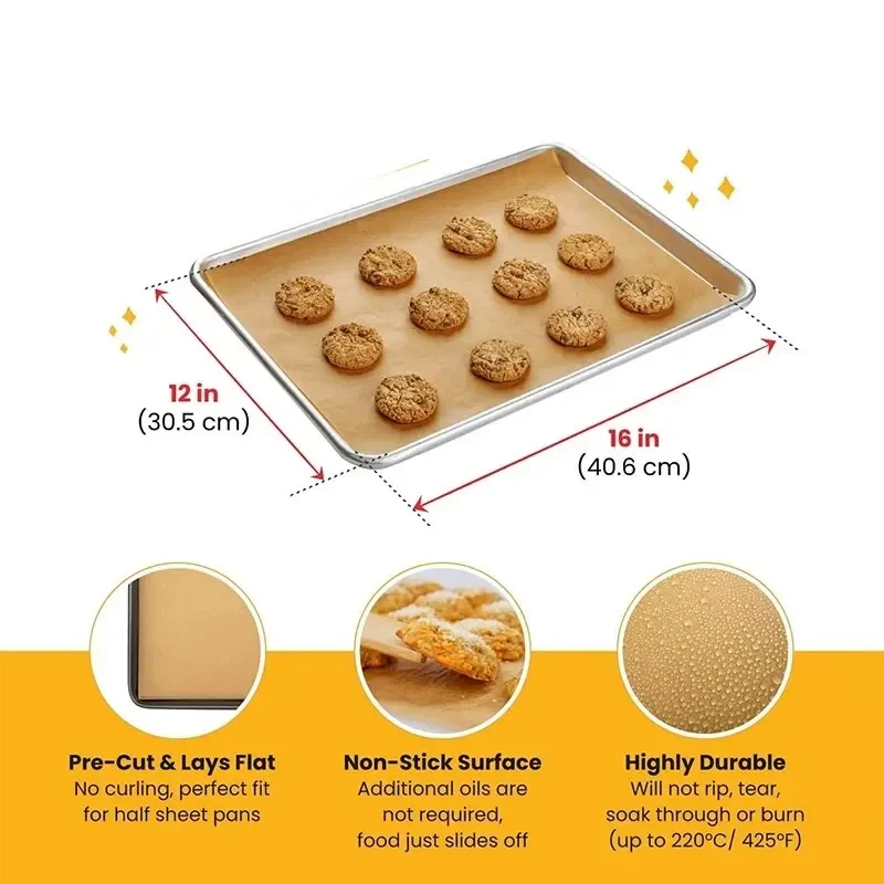 Baking Paper 3/6/9pcs Non-Stick Parchment Sheets, Pre-Cut Baking Oil Papers Barbecue Food Pads for Air Fryer Grilling Steaming