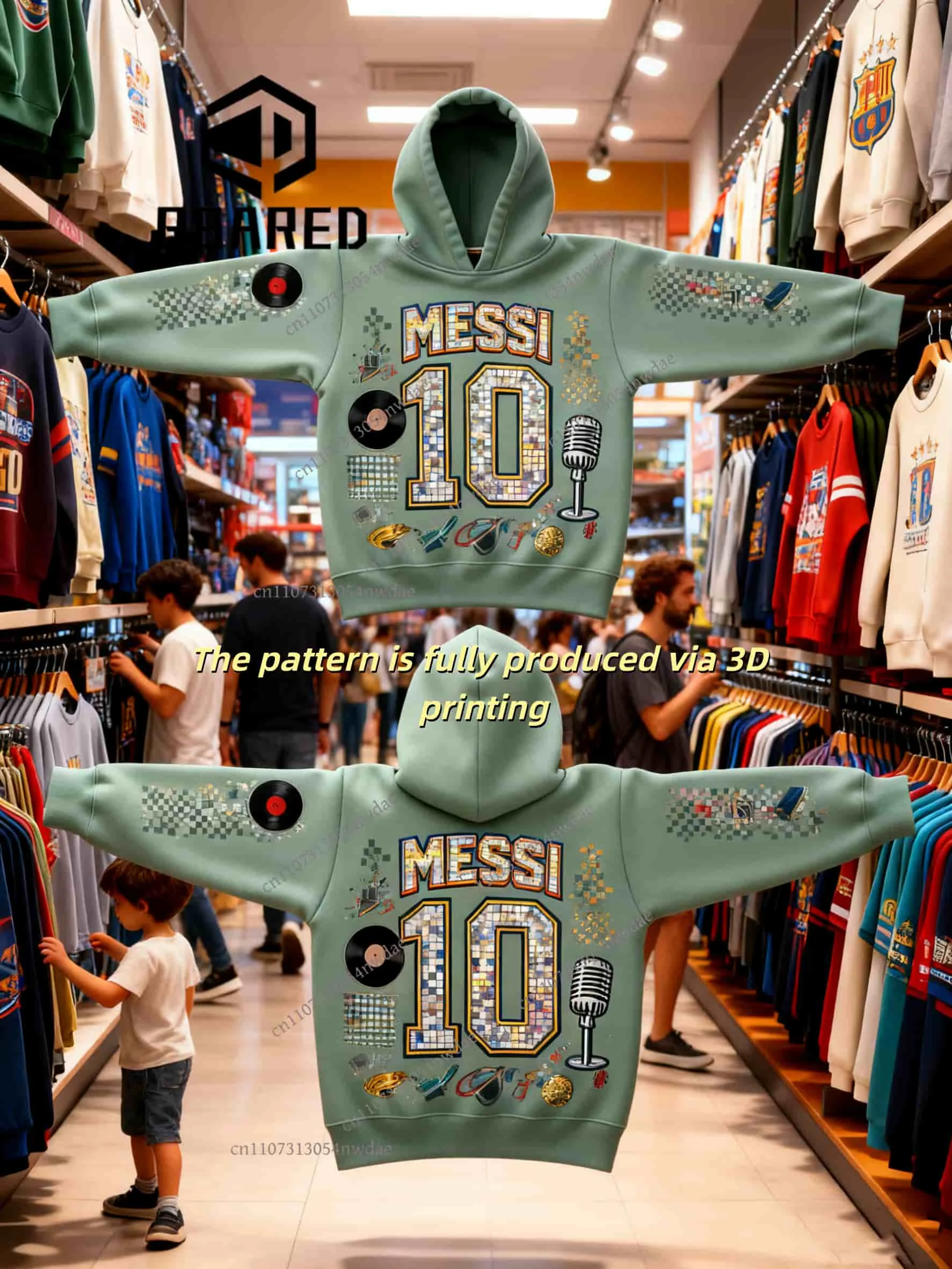 

MESSI No.10 Men's Street Hip-Hop 3D Printed Abstract Pattern Hoodie - Autumn Winter Crew Neck Long Sleeve, Fit for Daily Wear