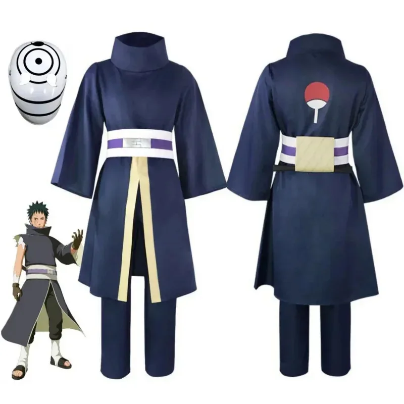 

Anime Uchiha Obito cosplay costume wig men women combat uniforms kimono robes pants headcover mask suit Halloween unisex outfit