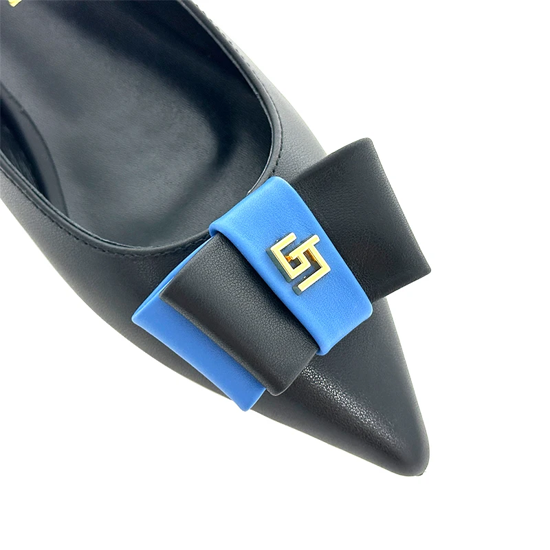 2024 New Summer Women's Sandals Genuine Leather Pointed Elastic Band Sexy Low Heel Sandals Fashion Leather Bag Party Shoes 34-44