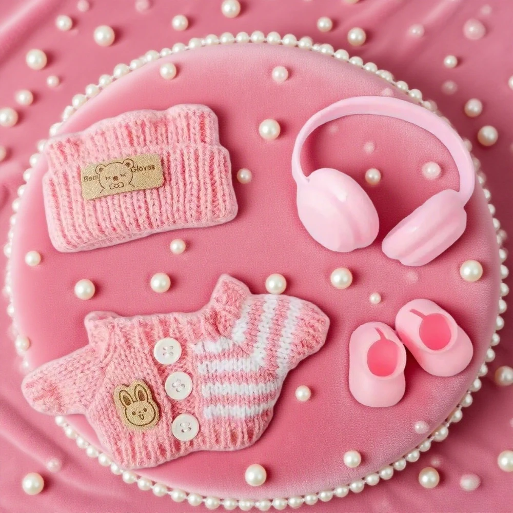 

For 15-17 cm Labubu Clothes outfit Labubu Sitting Party Bear Label Scarf Hat Dolls Accessories Cute Decoration