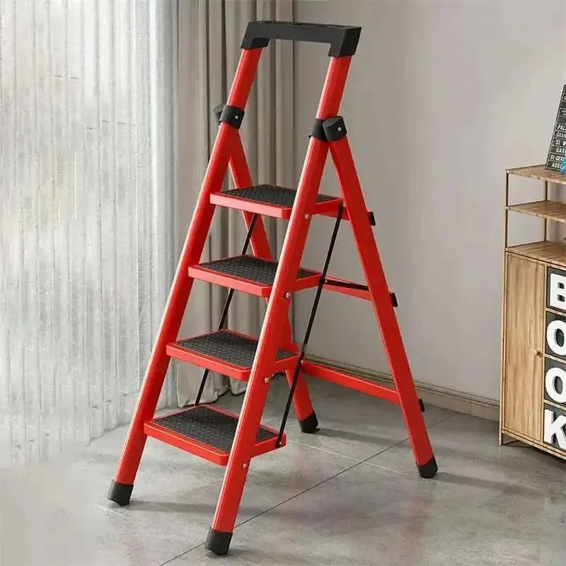 Multifunctional Kitchen Step Stool Safety Folding Ladders Carbon Steel Thickened Indoor Herringbone Stair Telescopic Ladder Z