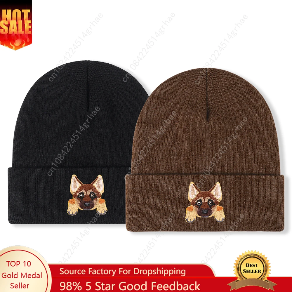 

1pc'wolfdog' Embroidered Beanie Soft Stretchy Lightweight Winter Hat for Men & Women, Outdoor Hip Hop Fashion