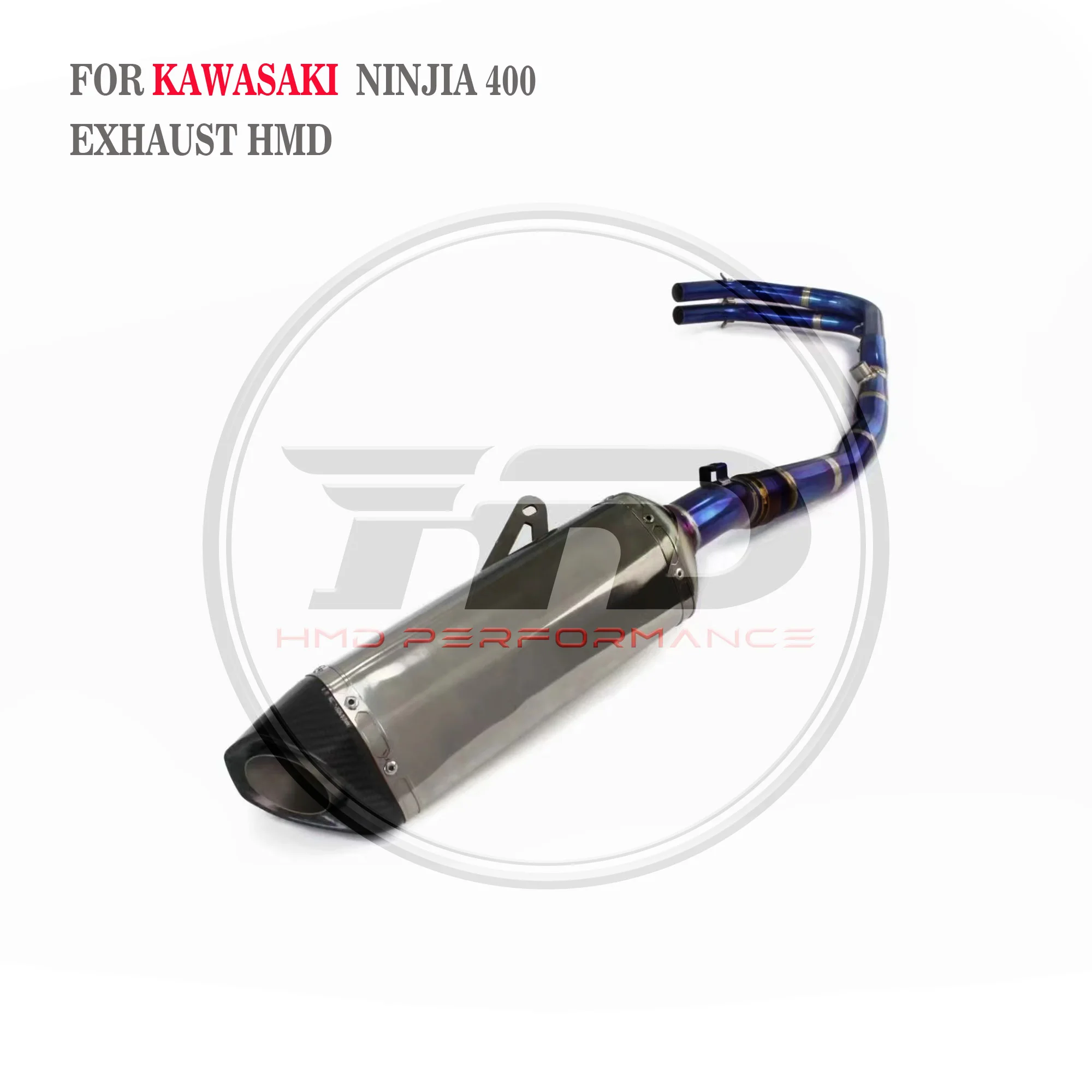 HMD Titanium Motorcycle Exhaust System Performance Catback For Kawasaki Ninja 400 Racing Pipe Muffler