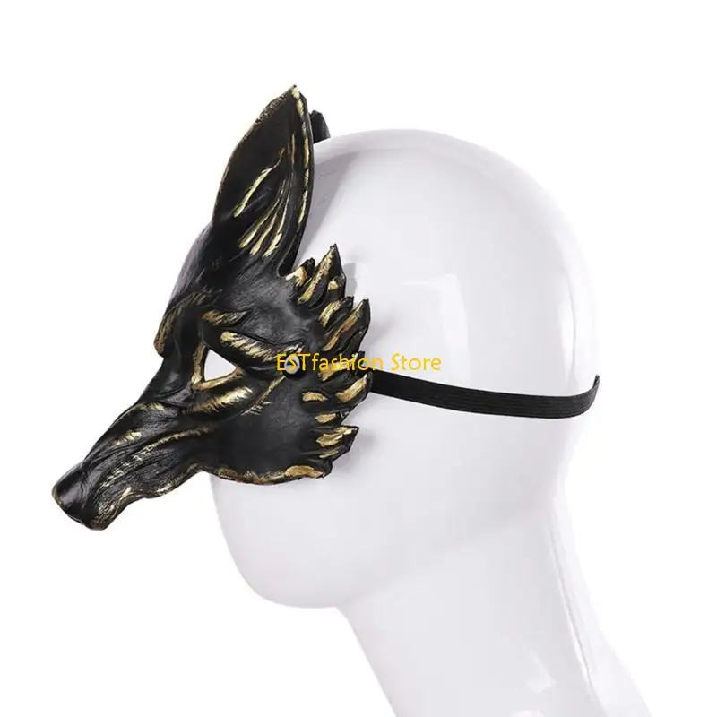 Y5GC Scary Animal Halb Gesichtsmaske Cosplays Mask 3d Wolf Headmaske für Frauen Mann Geschenke
