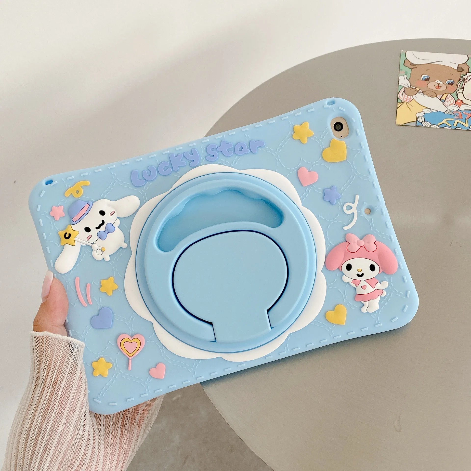 Cartoon Cinnamoroll Silicone Stand Case For iPad 9.7 5th 6th 2017 2018 Soft Cover for iPad 10.2 7th 8th 9th Gen Mini 5 4 3 Air 2