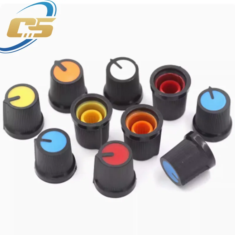 25PCS/LOT WH148 AG3 Potentiometer knob Cap AG3 Plastic knob for Diameter 6mm Plum Handle Yellow Orange Blue White Red *5PCS=25