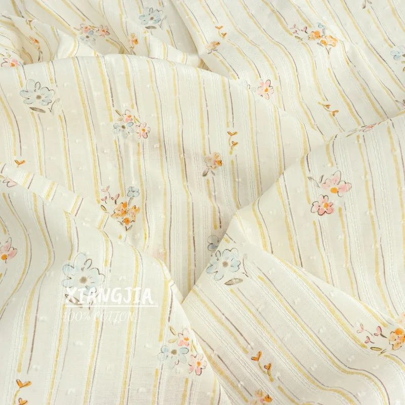 145x50cm Frisch Gestreifter Reiner Baumwoll-Jacquardstoff mit Karomuster, Baby-Klasse A, für Vorhänge, Hemden, Kleider und Näharbeiten – Detail 5