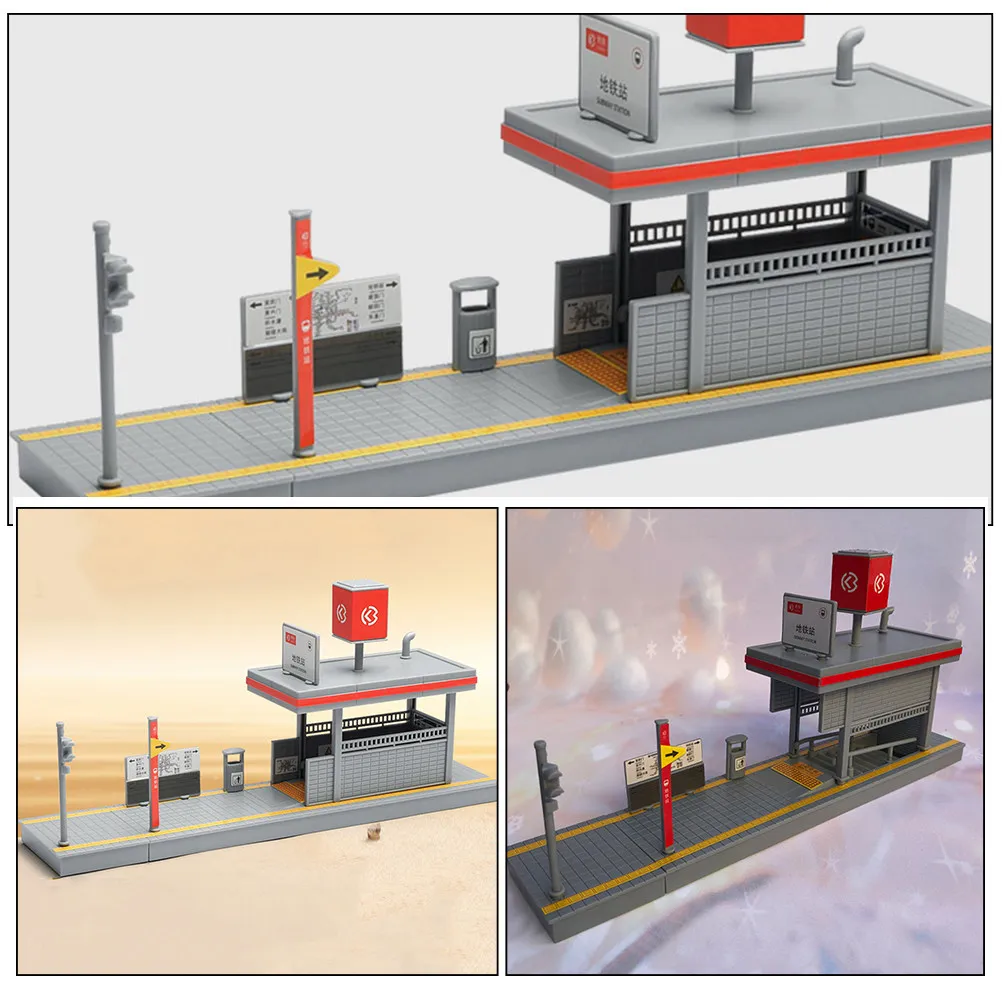 Plastic Subway Station Exit Simulation Subway Platform Scene Accessory for Kids Pretend Play Railway Scenery DIY Interactive view 3
