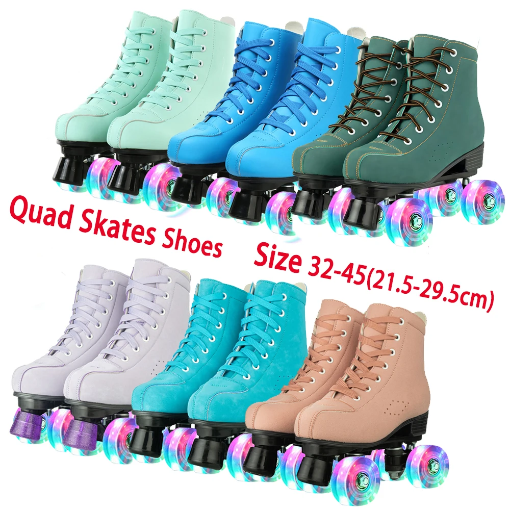 

Quad Roller Skate Shoes For Adult Children Double Row Flashing 4 Wheels Skates Women Men Beginners Outdoor Skating Sneakers 2024