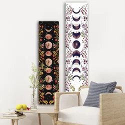 Moon Botanical flower Tapestry moon phase Wall Hanging black star flower Carpets Bohemian Psychedelic Home Dormitory Decor