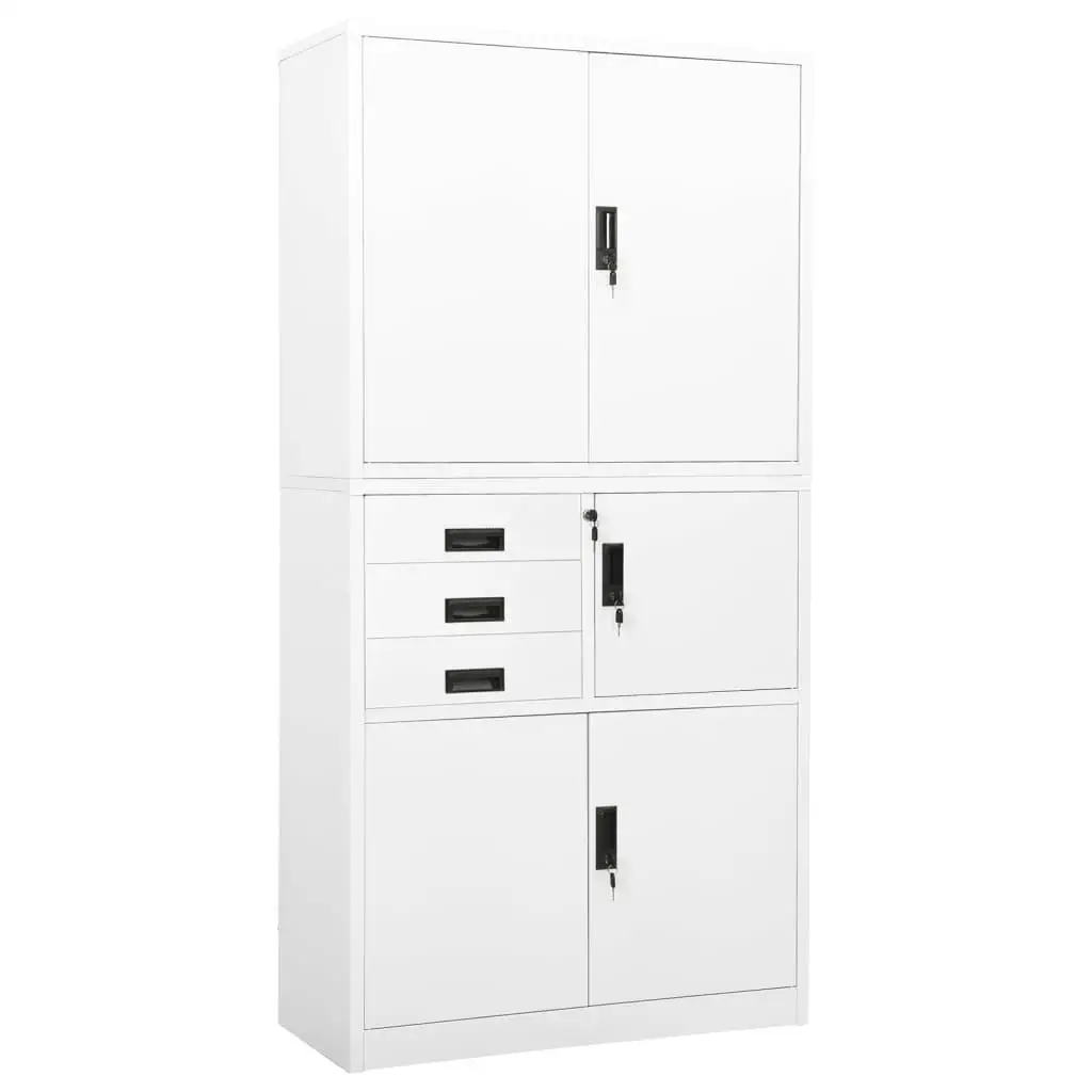 Modern White Steel Office Cabinet 35.4x15.7x70.9 Inches – Stylish Storage for Home & Office