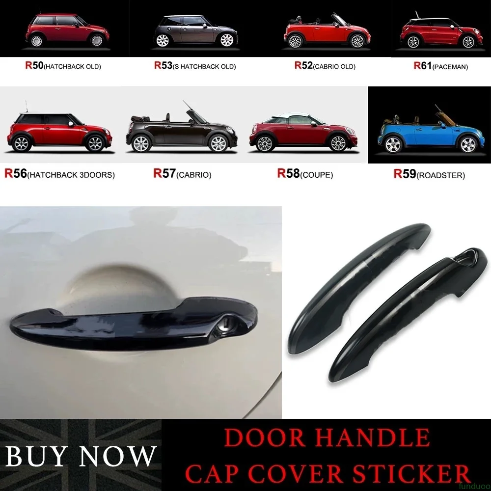 Carbon Fiber Glossy Black Car Door Handle Stickers For MINI Cooper S R50 R52 R53 R55 R56 R57 R58 R59 R61 Styling Accessories