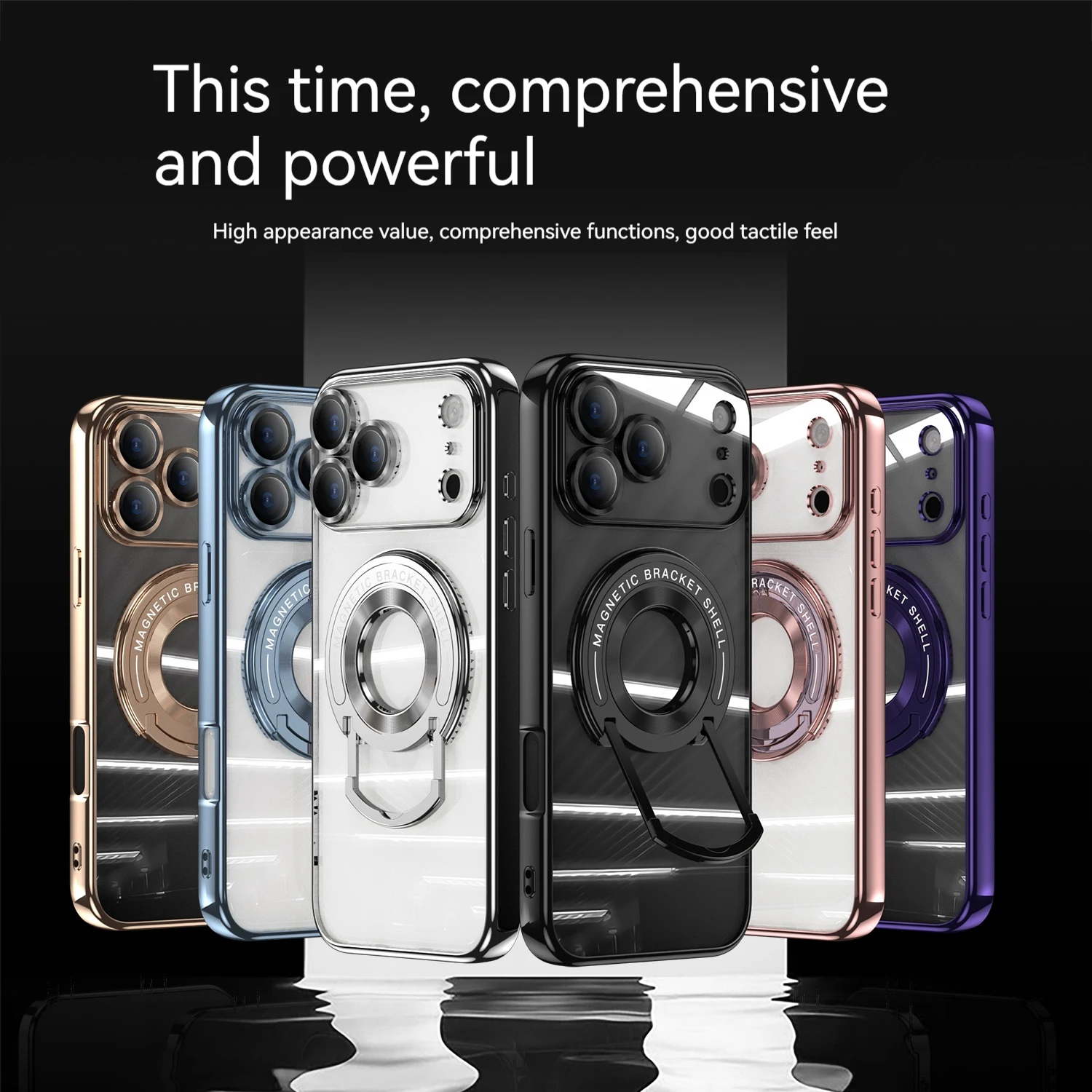 Für iPhone 17 16 15 14 Pro Max 17 Air Zugstange Magnetische Handyhülle, galvanisierte unsichtbare Halterung Transparente Softcover