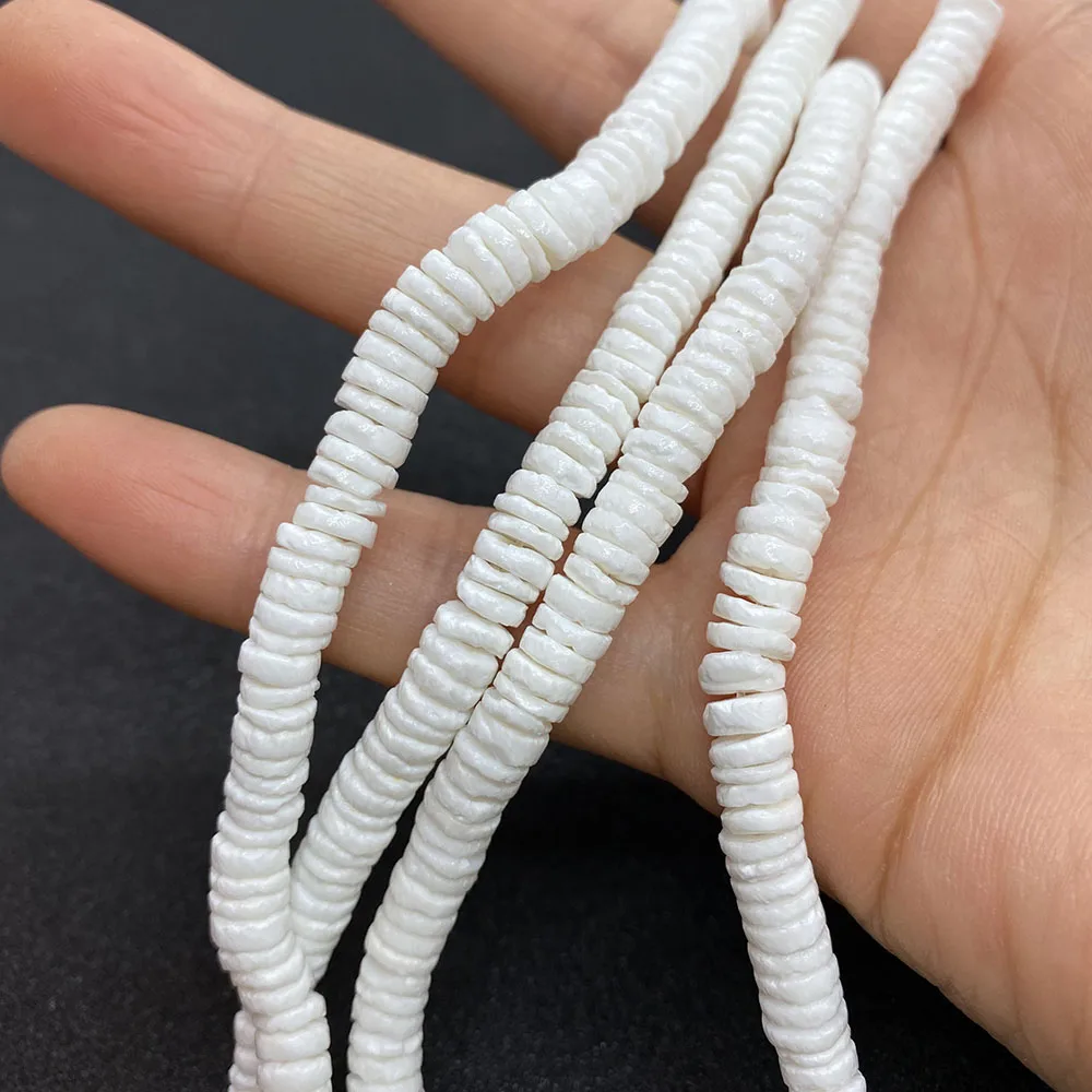 4/6mm Natural White Shell Scattered Beads Round Flat Mother of Pearl Sliced Beads Jewelry Making Diy Necklace Craft Accessories