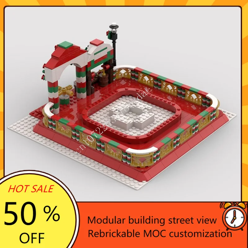 1300 個冬村電車乗り物モジュラー MOC クリエイティブストリートビューモデルカスタムパズル建築 DIY 教育モデルギフト