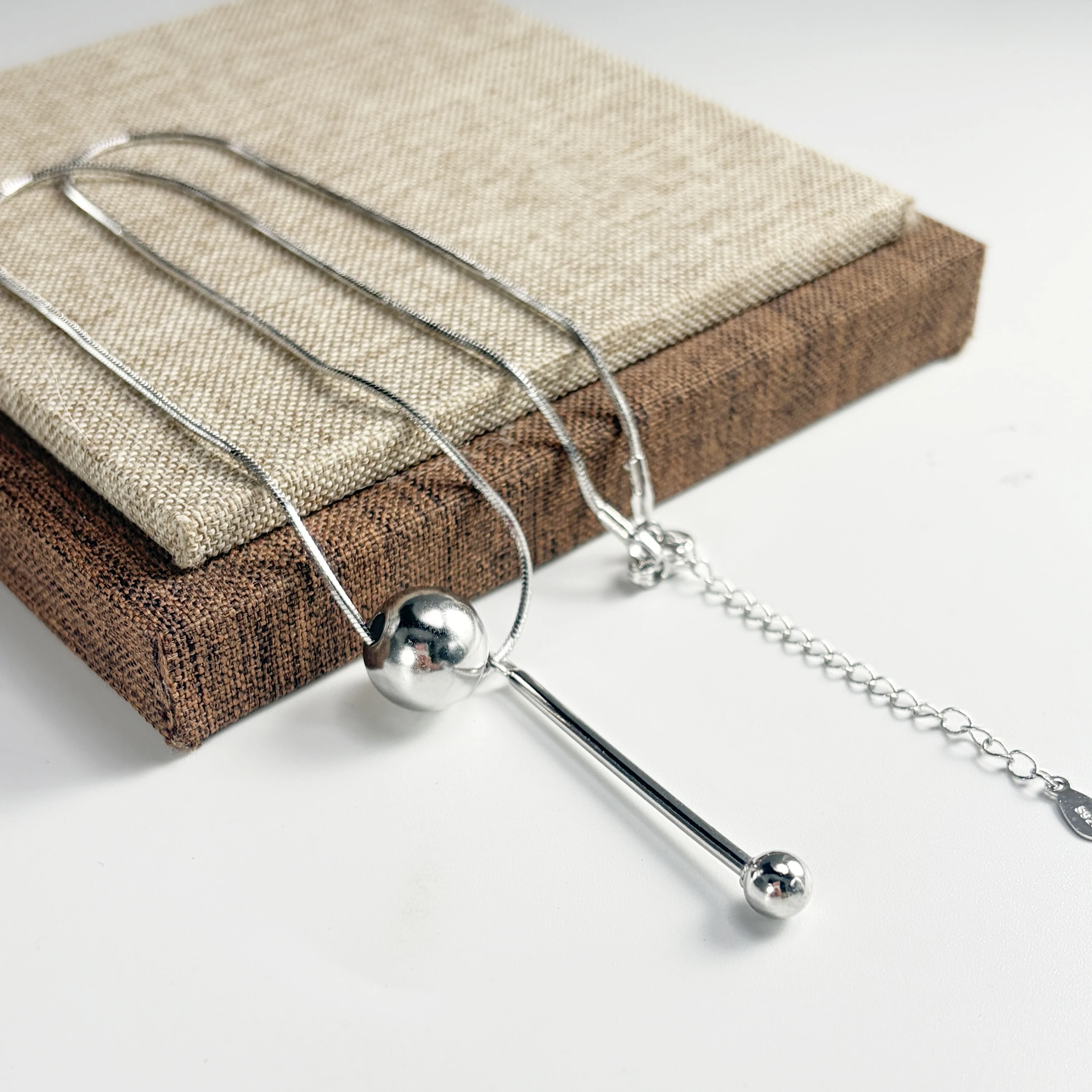 PANJBJ 925 Sterling Silver Line Necklace for Women Girl Fashion Concise  Individuality Jewelry Birthday Gift Dropshipping