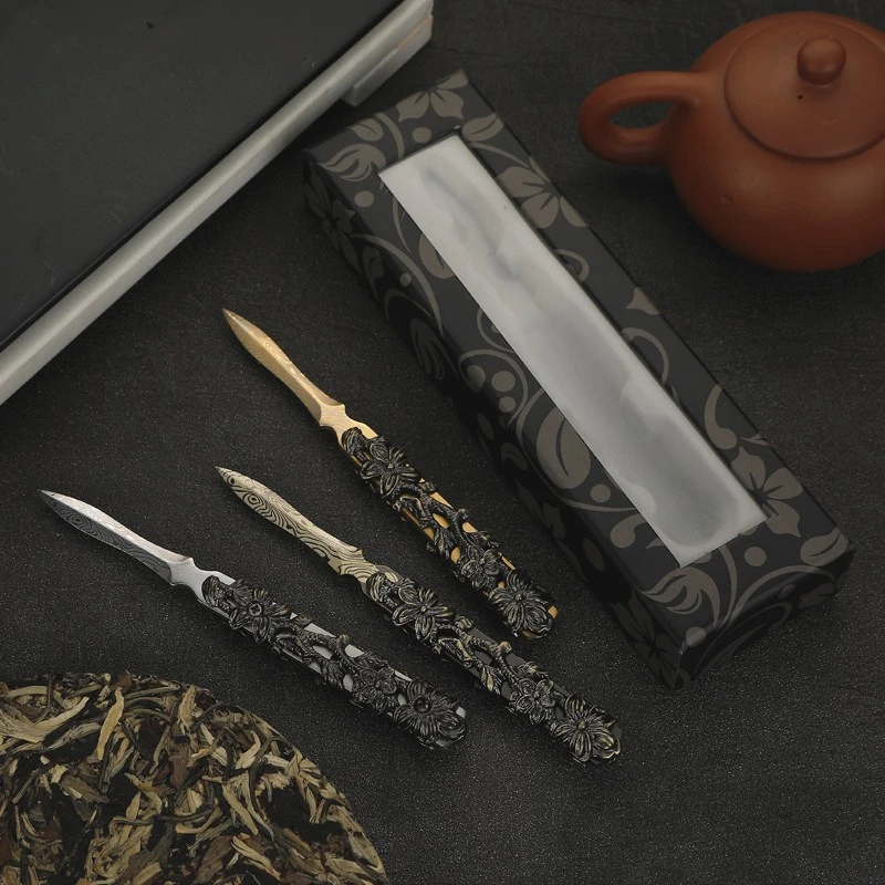Stainless Steel Tea Knife Needle Cone, Handmade Steel Tea Pry Tool for Breaking Tea Cake Gongfu Tea Accessory