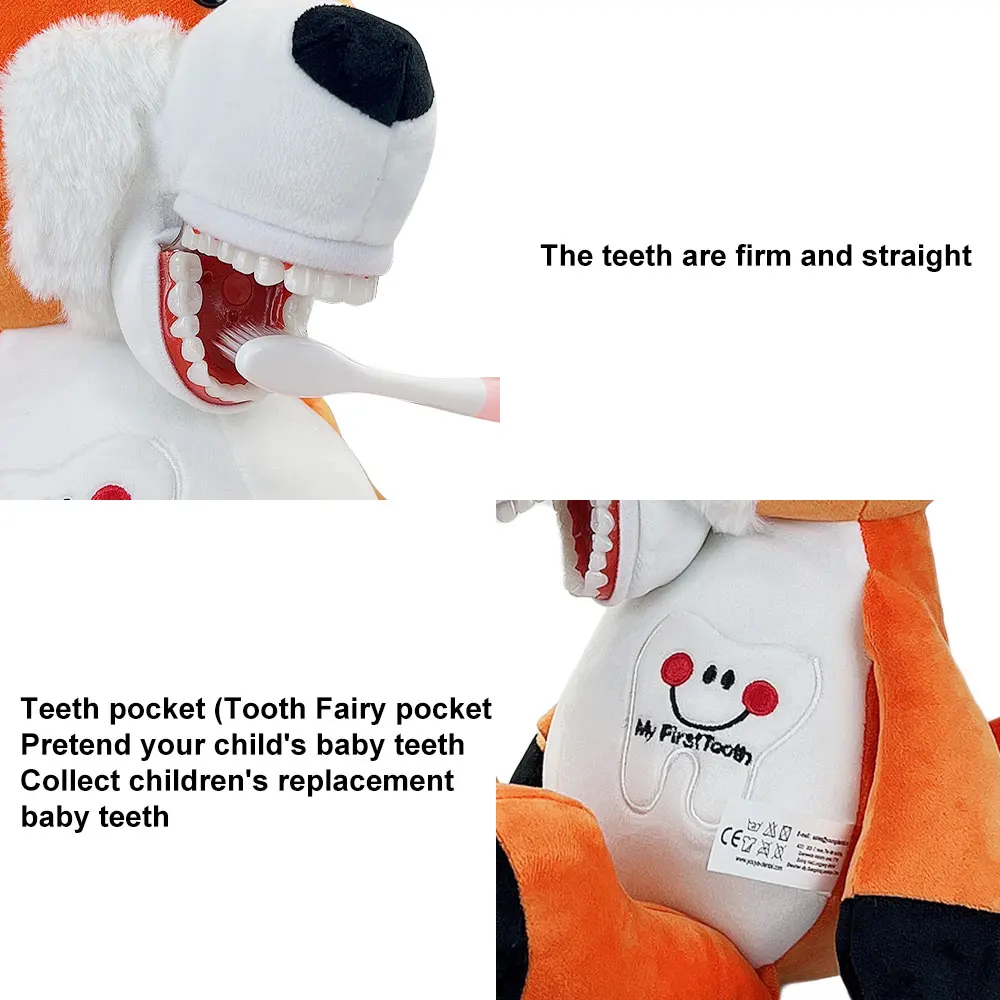 Dental Plush Toys With Teeth Model Toothbrush Kids Educational Dolls Stuffed Animals Tooth Shaped Handheld Mirror Dentistry Gift