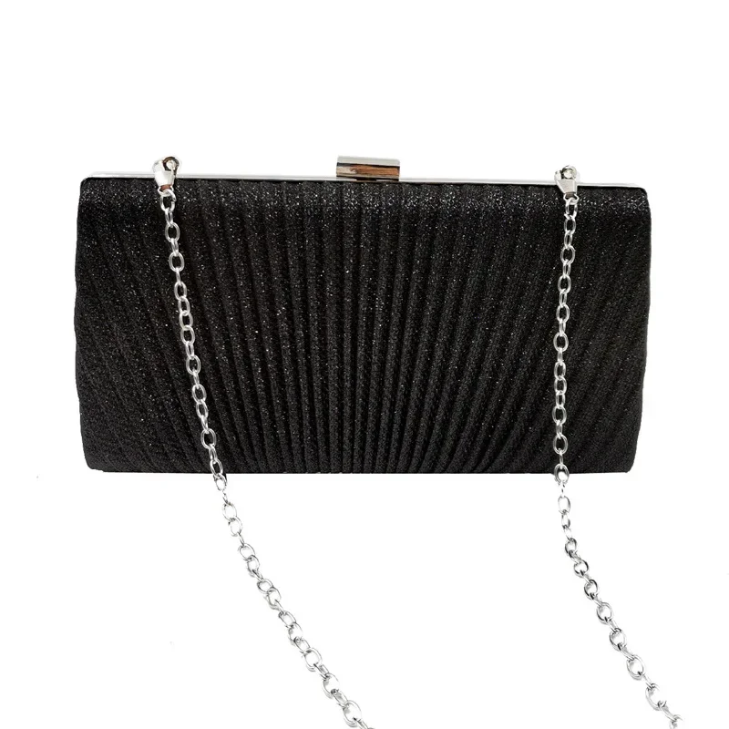 2025 Fashion Pleated Shiny Small Square Dinner Clutch , Women'S Shoulder Messenger Chain Ladies' Diamond Bag Crystal Ladies' Bag