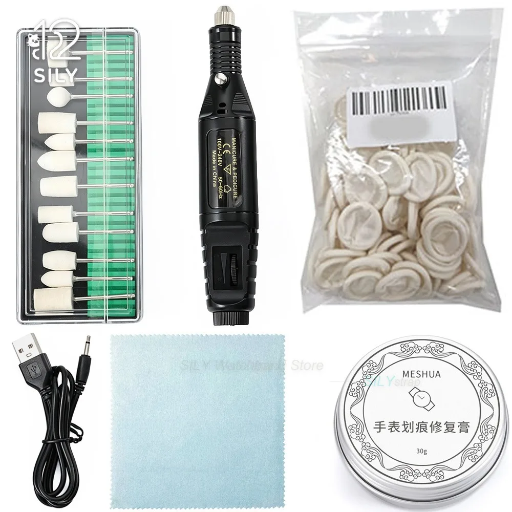 Watchmakers Repair Tools Electric Portable Polishing Sanding Pen Tools Grinding Polishing Wheels Set Mirror Finish Cleaning Kits