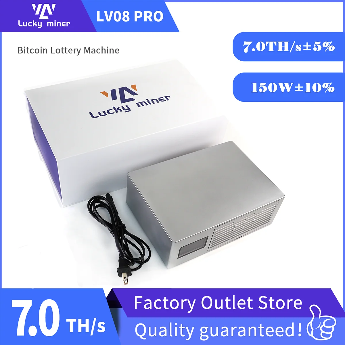 

Lucky Miner LV08 Pro Bitcoin Miner 7TH/s Solo ASIC Miner SHA256 BTC BCH BSV DGB Crypto Mining Low Power 150W Silent Home Miner