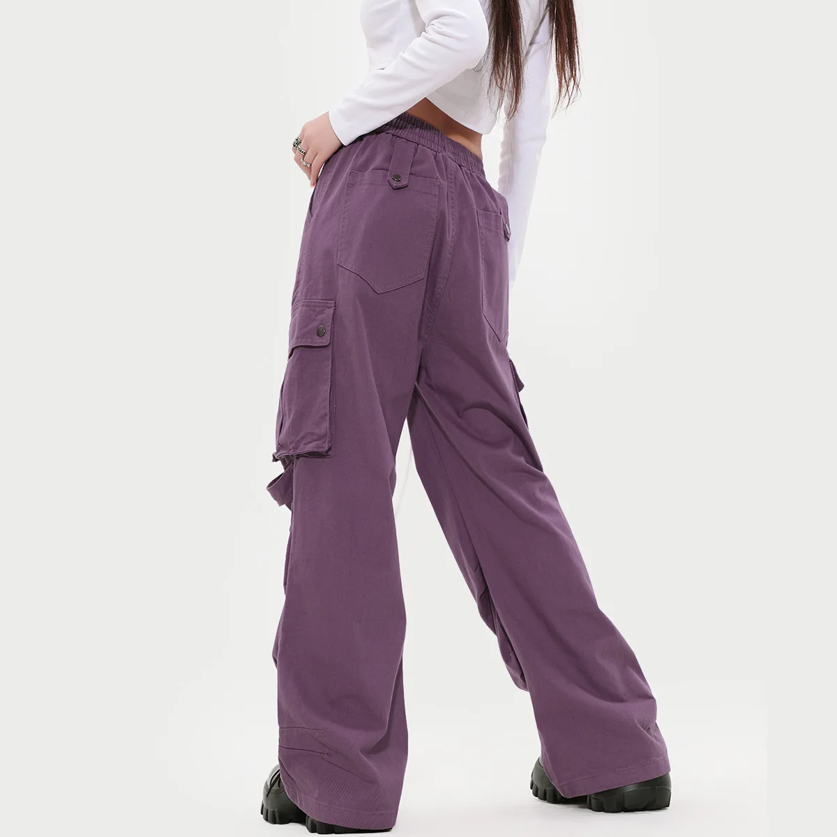 OR FL Autumn and Winter Collection Fold American High Street 100 Cotton Women Cargo Trousers Women's Retro Trendy Brand Slacks