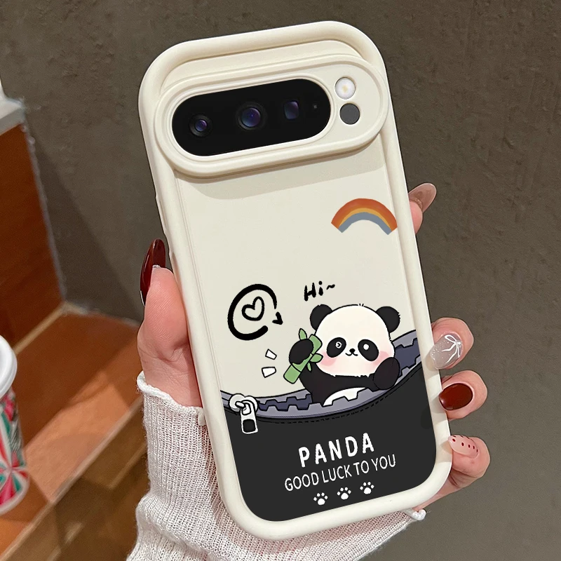 Cartoon-Panda-Muster, weiche TPU-Hülle für Google Pixel 8A 8 Pro 9 Pro XL, stoßfeste Silikon-Handy-Rückseite für Pixel 8 9 Pro