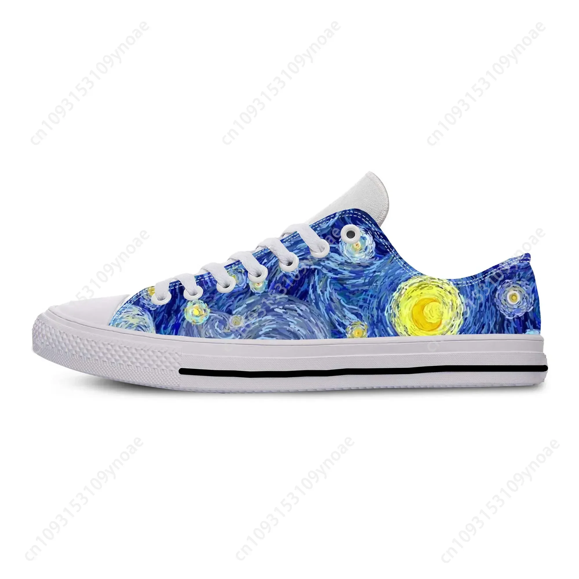 Vincent Van Gogh Starry Night Oil Painting Fashion Casual Cloth Shoes Low Top Comfortable Breathable 3D Print Men Women Sneakers