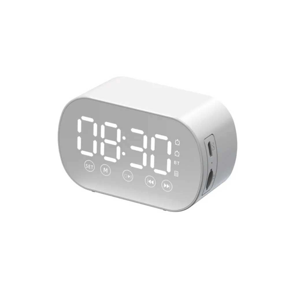 

Rechargeable LED Digital Alarm Clock HD Mirror Display Portable Bluetooth Speaker Wireless Bluetooth Alarm Clock Desk