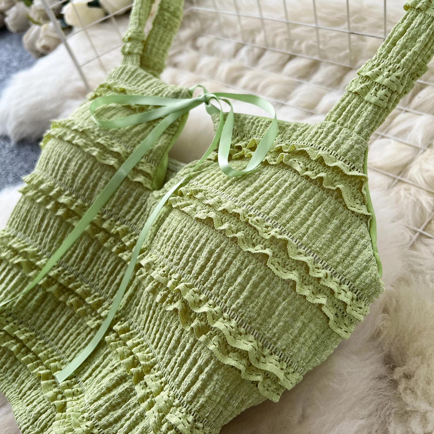 คอเหลี่ยมกลวงออก O-คอแขนกุดบางเซ็กซี่วินเทจหรูหราฝรั่งเศสแฟชั่นfairycoreชุดยืดหยุ่นเสื้อผ้าผู้หญิง