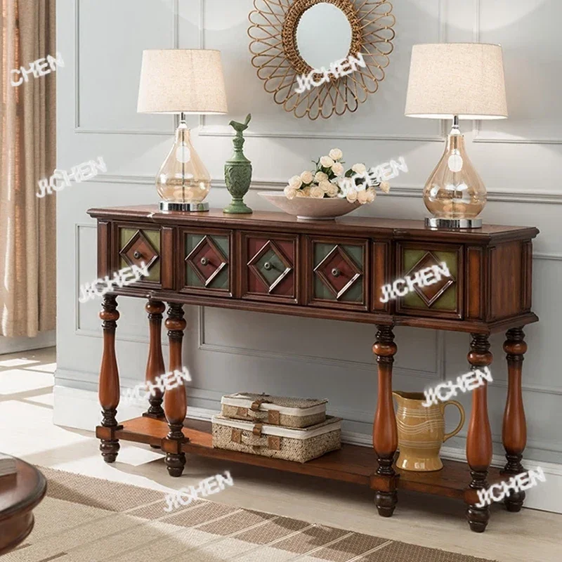 

JTC HSVintage Luxury Console Tables Mid Century American Retro Premium Console Tables Beauty Metal Handle Bureau Furniture Livin