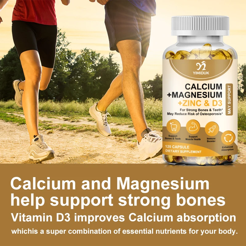 Calcium Magnesium Capsule Zinc Vitamin D3 Strong Bones Muscle Teeth Increase Immunity System Function Supplement