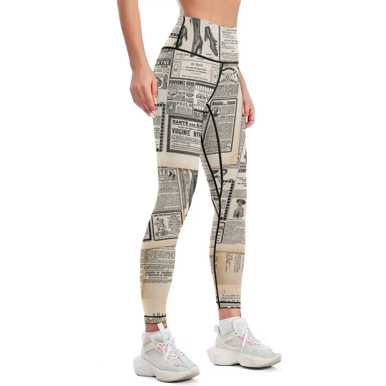 Old Vintage Newspaper Sheets Leggings Women's gym harem pants Womens Leggings