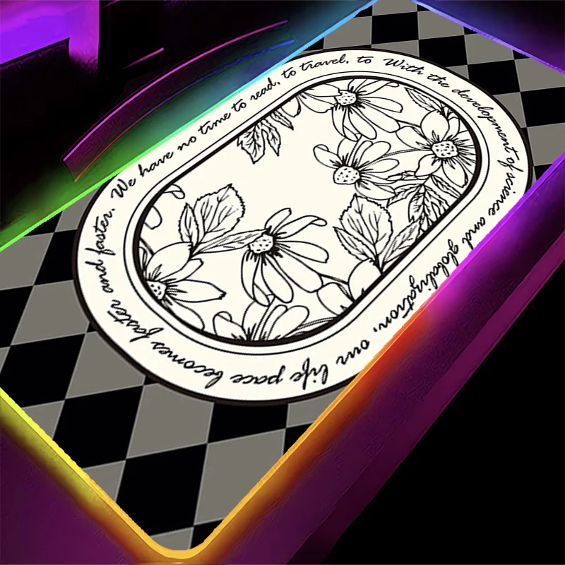 

RGB LED Mouse Pad Laptop Keyboard Pad Non-Slip Anime Gaming Mat PC Accessories Mousepad Rubber Vintage Flower Pattern Desk Mat