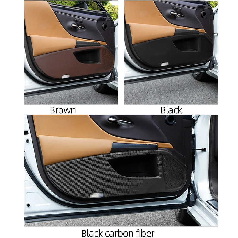 4pcs Leather Car Door Anti Kick Pad Protection Side Edge Film Protector Stickers  Accessories For Lexus ES RS UX NX 2017-2021