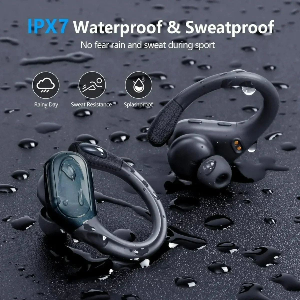 2027 New QCY Wireless Earbuds Sport 5.3 Headphones with Noise Cancelling Mic 75H HiFi Stereo Over Ear Bud LED Display USB-C IPX6 view 5