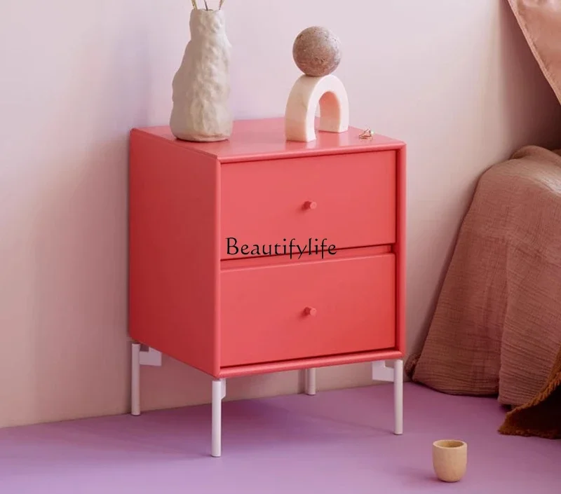 

Z.Italian light luxury paint bedside table Bedroom bedside drawer Square storage cabinet