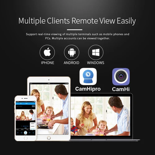 Imagen 2 del producto JIENUO Wifi cámara IP domo negro HD visión nocturna infrarroja Cctv vigilancia vídeo Onvif 1080P Audio inalámbrico cámara para el hogar CamHi 2MP