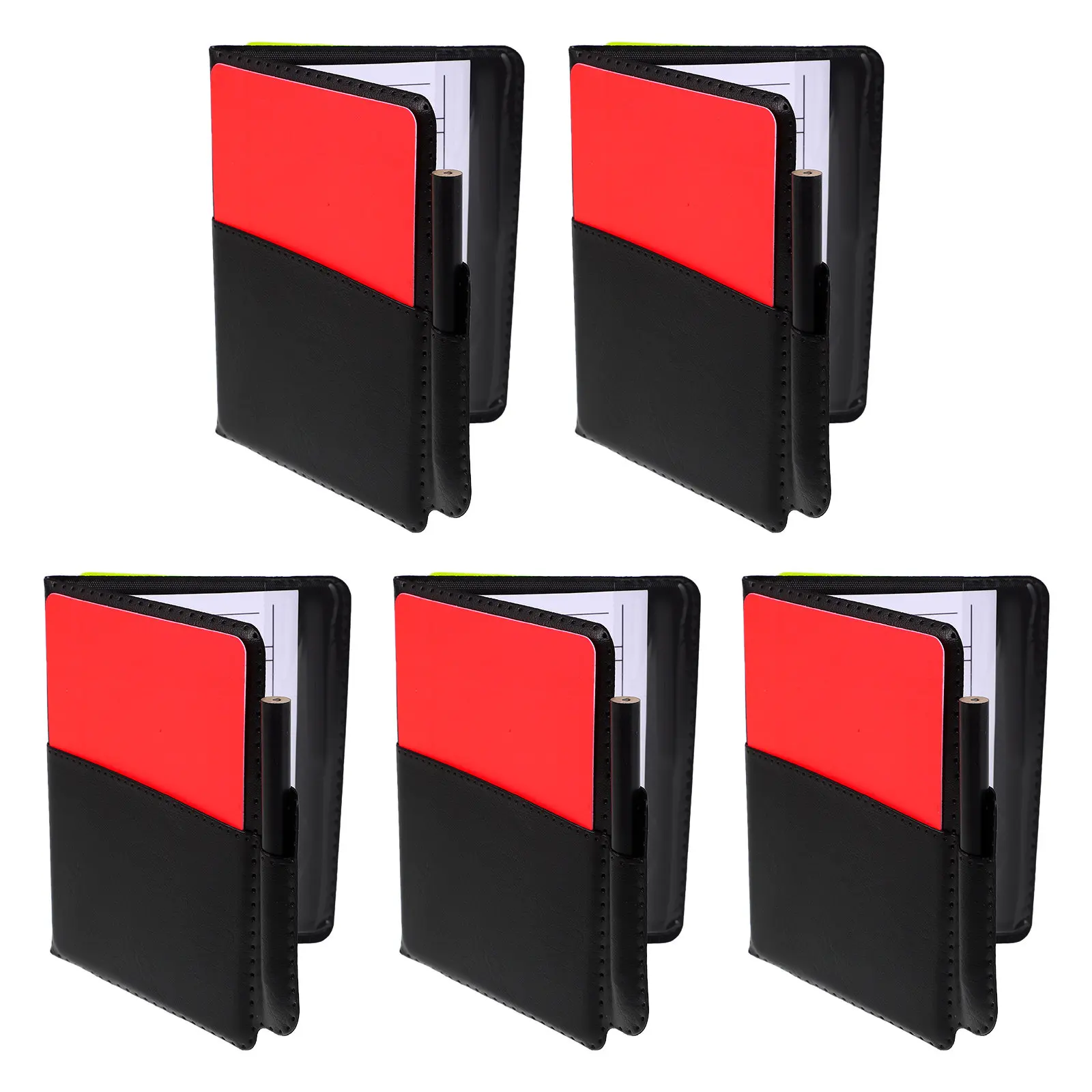 

5 комплектов красных и желтых карточек для футбольных судей, легкие, водостойкие, из ПВХ, с высокой видимостью, стандартного размера, портативные.