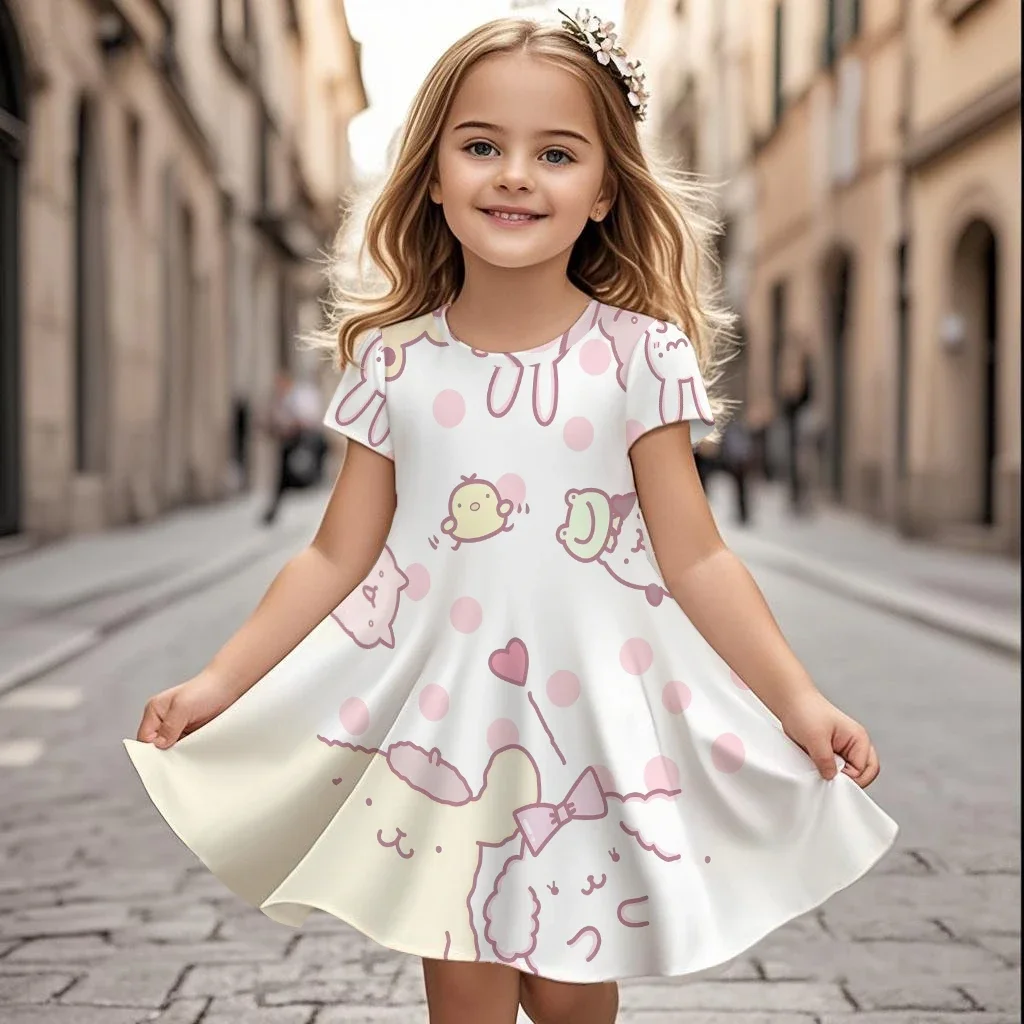 فستان ديزني الجديد بوم بوم بورين كارتوني أنيق للفتيات بطباعة ثلاثية الأبعاد لطيف للأطفال مريح للصيف بأكمام قصيرة للأطفال #3