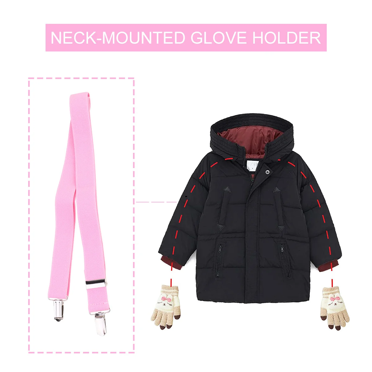 2 قطعة حامل قصاصة القفازات قبعة شماعات القفازات سهلة الاستخدام مقاومة للاهتراء مقاومة للتآكل للعمل الشتاء الوردي قفاز كليب