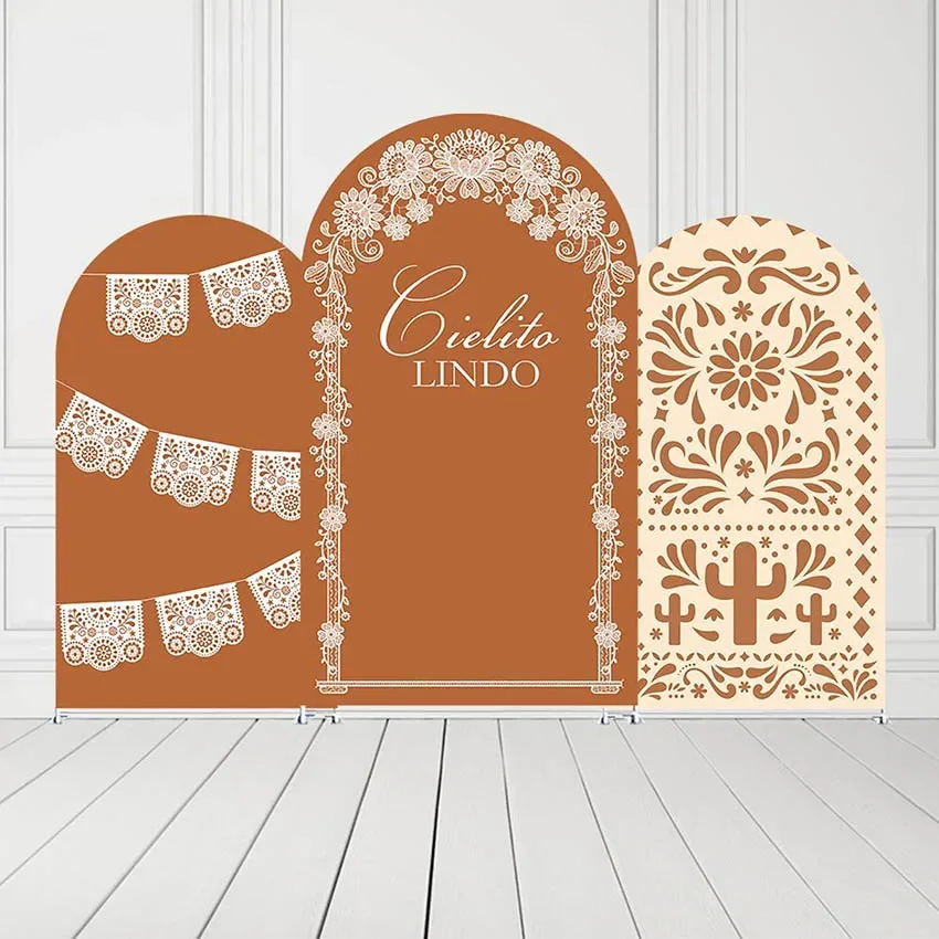 VIKAMA Brown Arched Background Cover Birthday Mexican Holiday Wedding Bridal Shower Decoration Photography Backgrounds