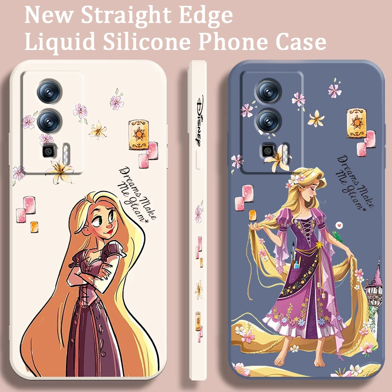 Girl Disney Tangled Rapunzel Liquid Left Rope For Xiaomi Redmi 13C 12 12C K60 A1 K50 11 K40 10C 10 9A 9AT 9T 9C 5G Back