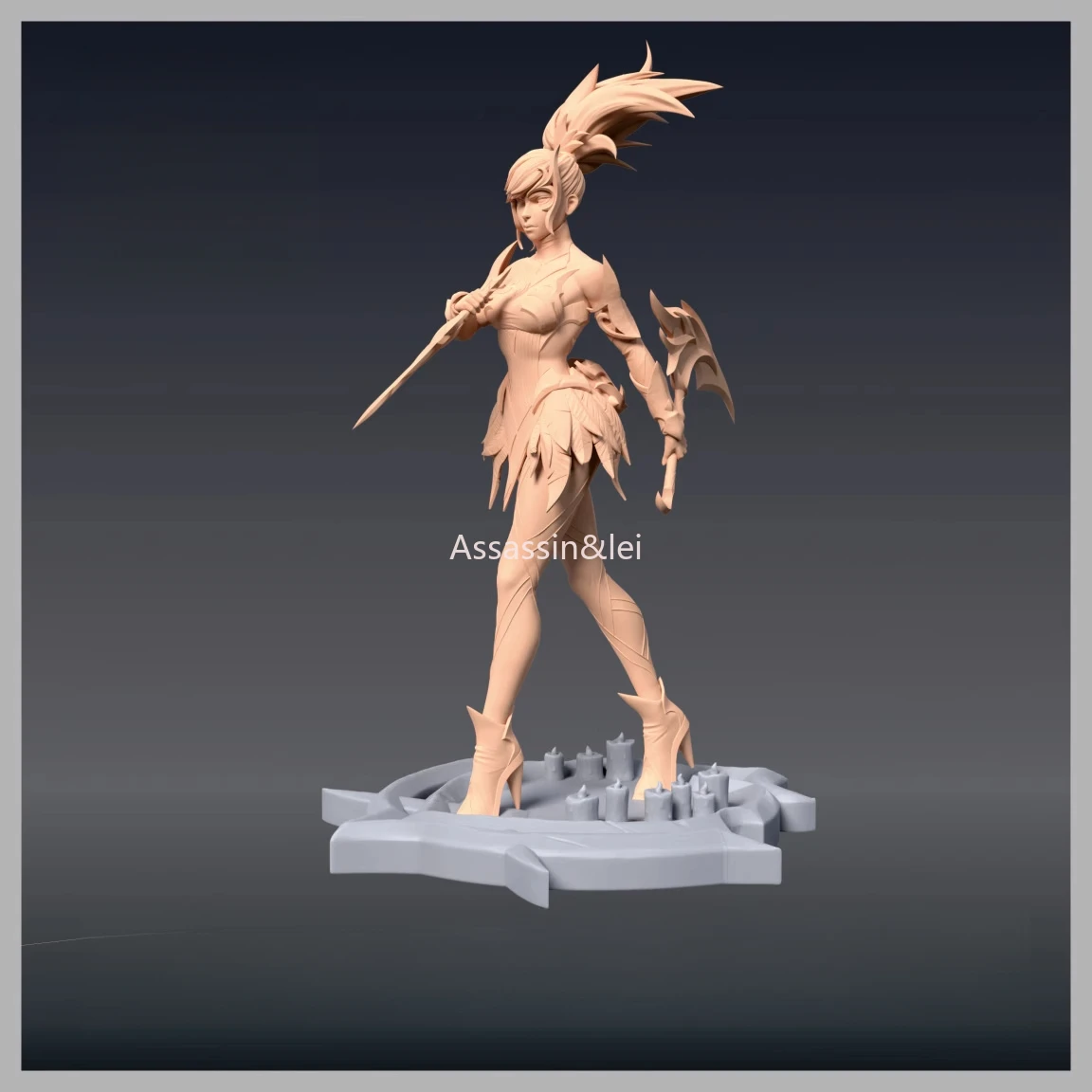 LOL Game animation peripheral figure The Rogue Assassin Akali 3D resin printing model unpainted white mold 1/12 1/18 1/24 1/43