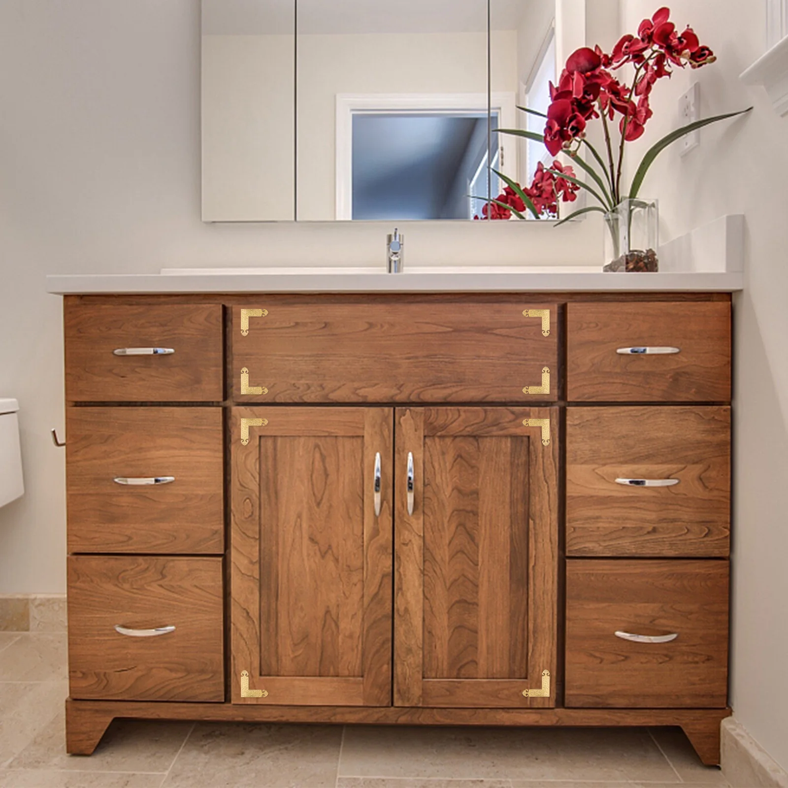 

2Pcs L Shape Brass Corner Protectors Durable Retro Design Furniture Protection Decorative Corner Protectors Brass Cornet Brace