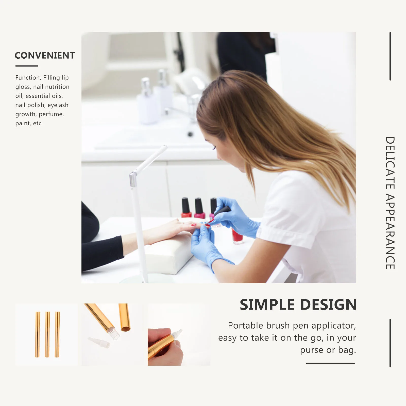 3 قطعة قلم فارغ ملتوي مانيكير توريد مستحضرات التجميل السوائل الحاويات فرشاة القلم المحمولة السفر ماكياج التبعي