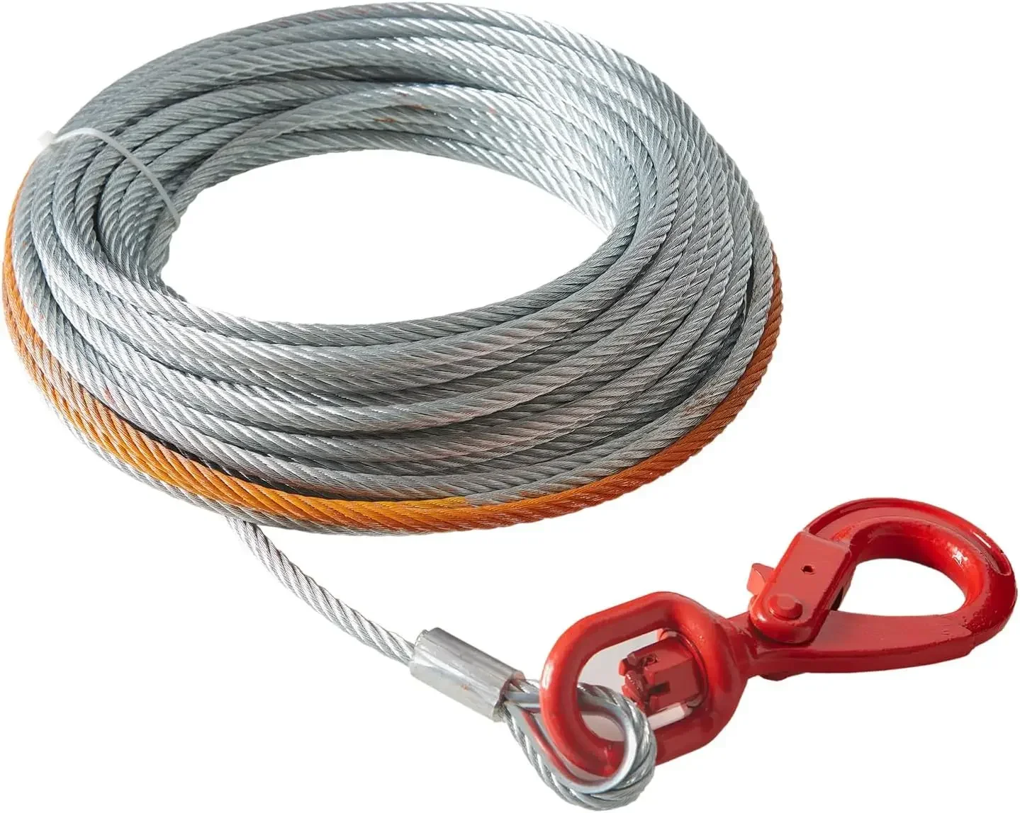 Galvanized Steel Winch Cable, 3/8 Inch x 75 Feet 15,200 lbs Breaking Strength, Wire Winch Rope with Swivel Hook