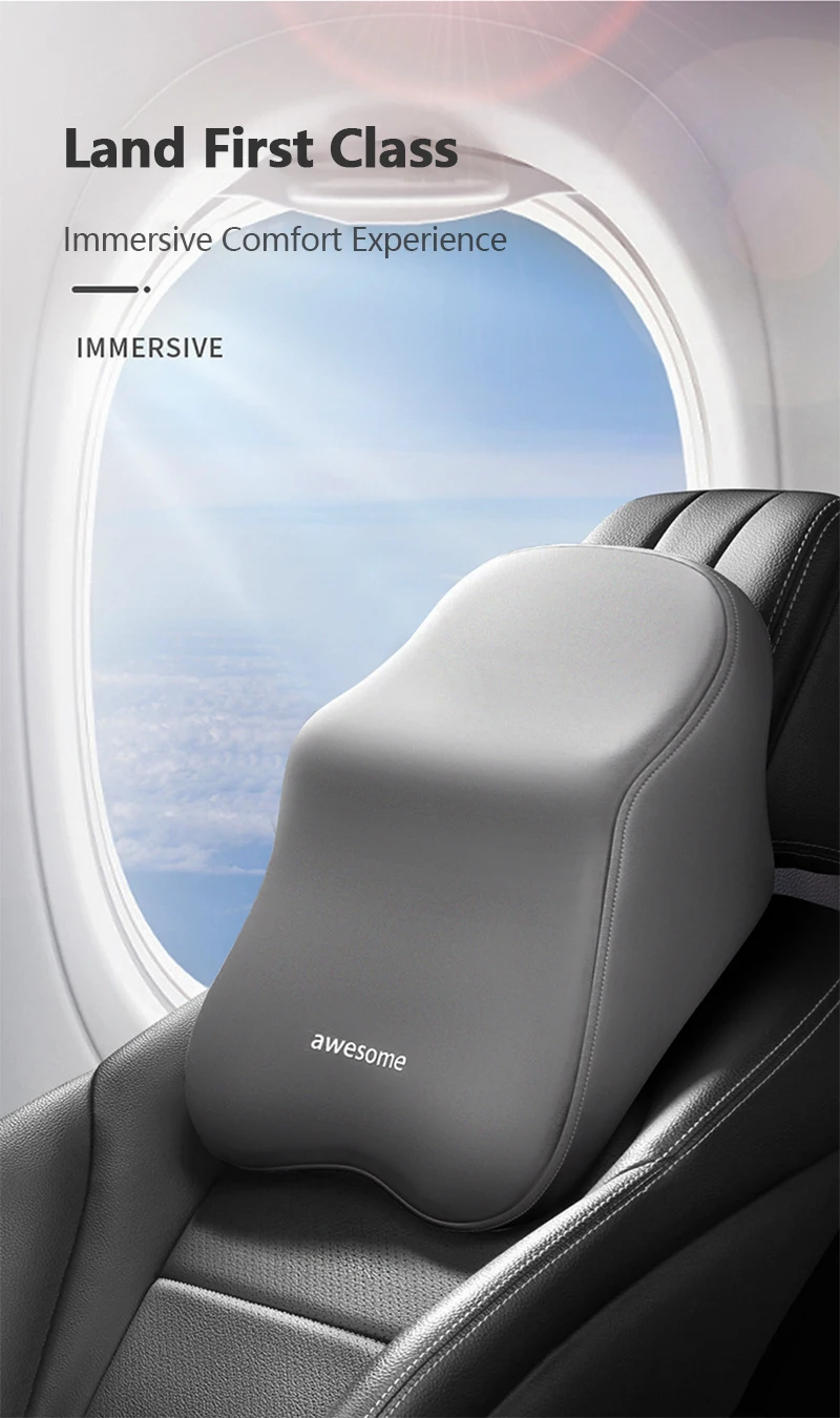 Auto Lendenwirbel Rückenstütze Kopfstütze Nackenkissen Memory Foam Lendenkissen Universal Weiche Nackenkissen Kissen Autositzkissen – Detail 4